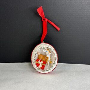 Vintage Diorama Egg String Christmas Ornament Blow Mold Reindeer